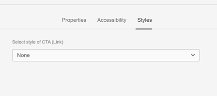 CTA authoring dialog's Styles tab. Fields described on page.