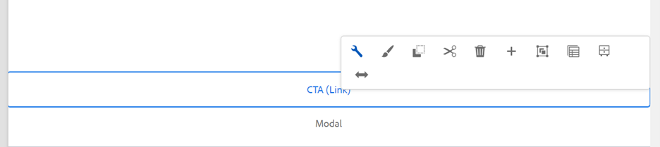 Cta link with edit wrench, to add a link button for modal author can Add 1-2 calls to action for the resident to take upon opening the Modal.