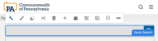 Quick Search component featuring edit wrench