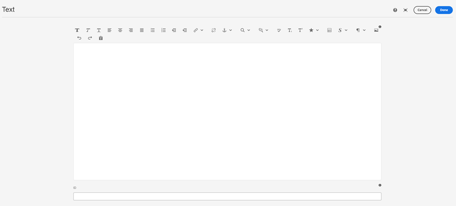 Screenshot of authoring dialog, fullscreen view.